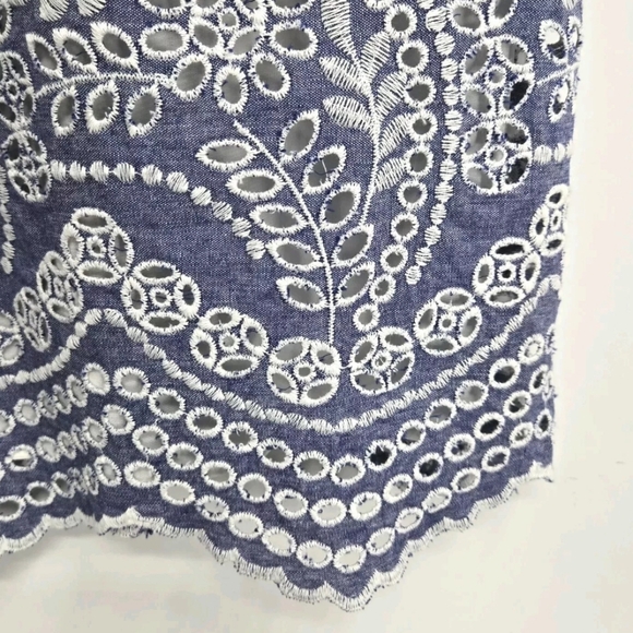 Alice + Olivia Honor Chambray Eyelet Flutter Sleeve‎ Dress - Picture 6 of 13